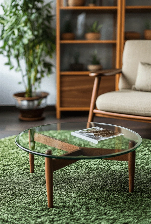 Dark round coffee table