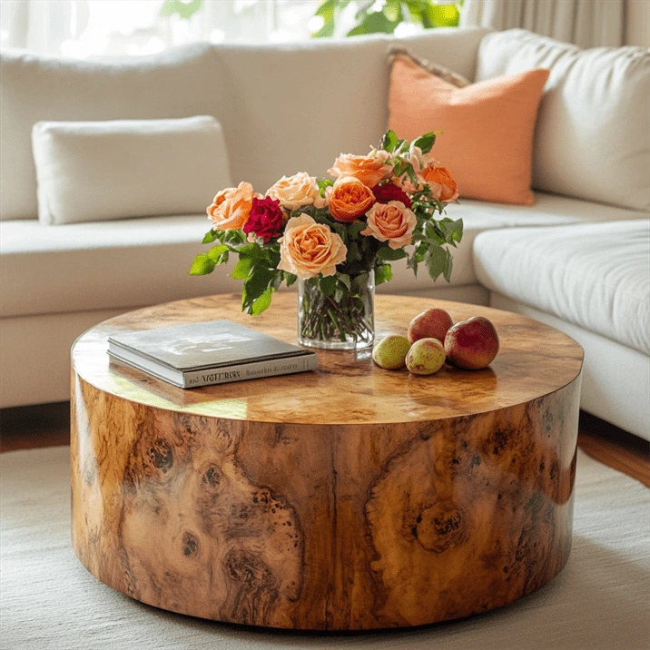 burl wood coffee table